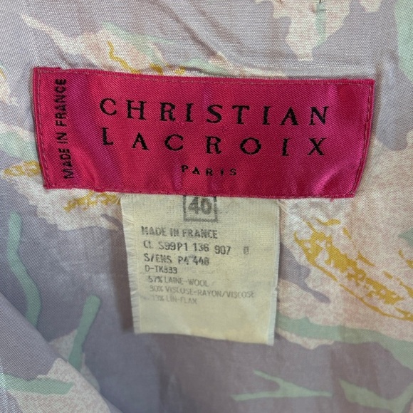 Christian Lacroix Paris Vintage Couture Pink and Yellow Patterned Skirt Suit - Picture 5 of 16